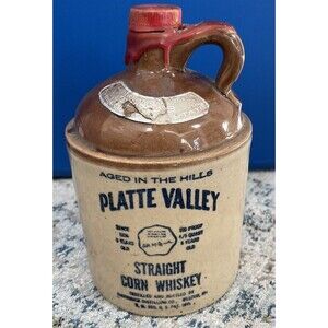 Vintage 1969 Platte Valley McCormick Corn Whiskey for Texas Stoneware Jug Empty